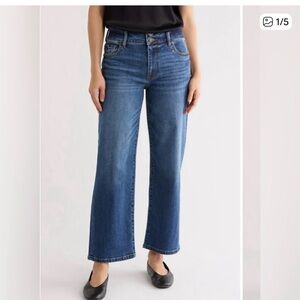 Kut from the Kloth Mid-Blue High-Rise Wide-Leg Cropped Jeans, Size 8